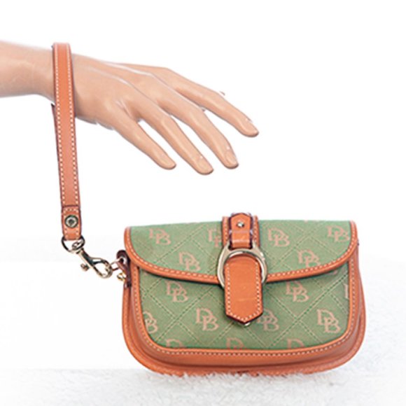Dooney Bourke Leather and Cloth Monogram Wristlet Mini Bag - Picture 3 of 8